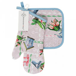 "Весеннее пробуждение" Кухонный комплект: прихватка-варежка 15х30см + прихватка 20х20см, хлопок "Премиум" 191г/м2 - хлопок 100%, наполнитель - ватин 280гр/м2, "Домашняя мода" (Россия)