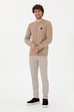 Erkek Regular Fit Bisiklet Yaka Kum Melanj Kazak - U.s. polo assn фото 4