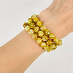 Бусины для украшений из Мусковита (Лепидолит желтый) (46 бусин) 38 см