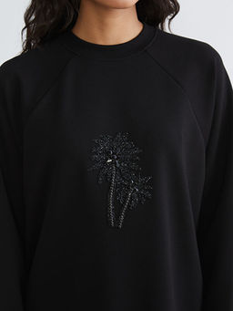 Ta?l? Oversize Kad?n Sweatshirt Tunik