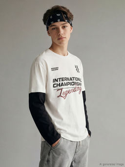 Bisiklet Yaka Bask?l? Erkek ?ocuk Ti??rt