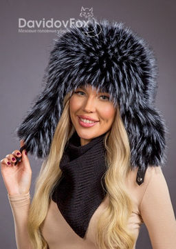 Шапка Ушанка экомех енот блэк