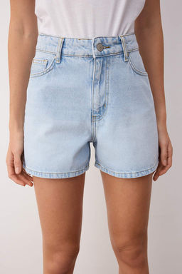 Buz Mavisi Yuksek Bel City Boy Denim Sort TWOSS23SR00199