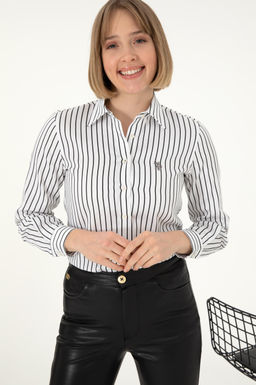 Женская черная рубашка с длинным рукавом Неожиданная скидка в корзине