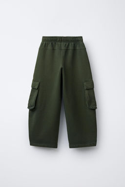 GARMENT-DYED WIDE-LEG CARGO FLEECE TROUSERS - Zara фото 3