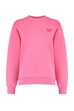 TRENDYOLMILLA Saks Kal?n Ici Polarl? Gogus ve S?rt Kabartma Bask?l? Oversize Orme Sweatshirt TWOAW24SW00226 фото 15