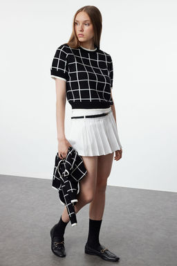 Siyah Ekose/Kareli Set Urun Triko H?rka TWOAW25HI00299 - Trendyolmilla фото 2