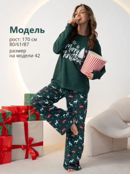 Новогодняя женская пижама с брюками - Binita фото 25