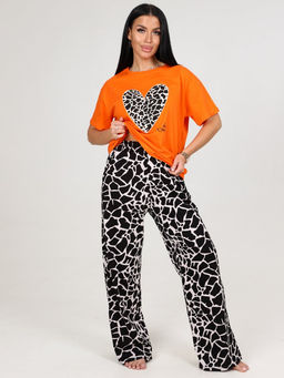 627 ДОМАШНИЙ КОСТЮМ ЖЕНСКИЙ (брюки) (Оранжевый/чёрный жираф) - А-дина фото 3