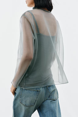 TOP SEMITRANSPARENTE PUNTO / Plomo - Zara фото 3