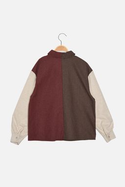 TRENDYOLMILLA Koyu Bej Renk Bloklu Dugmeli Dokuma Gomlek TWOAW22GO0492 фото 7