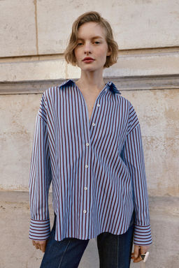 CAMISA OXFORD RAYAS / Rojo / Negro - Zara фото 2