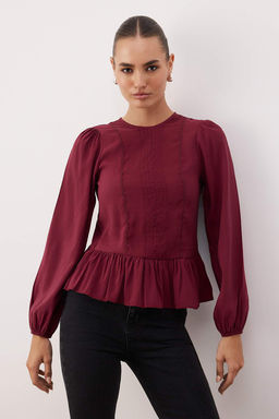 Bordo Aksesuar Detayl? Dokuma Bluz TWOAW26BZ00299