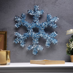 Светодиодная фигура из мишуры «Снежинка голубая» 32×2 см, 20 LED, батарейки AG10×3 (в комплекте), свечение тёплое белое