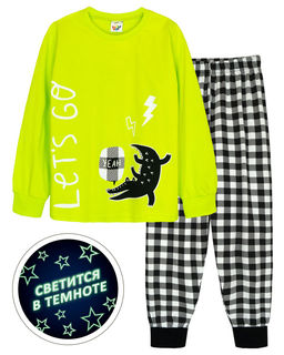 Пижама для мальчика 92228 салатовый/черная клетка 870 Lets go - Let's go фото 16