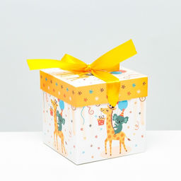 Цена за 12 шт. Коробка Самосборная Детская Жираф 10х10х10 см