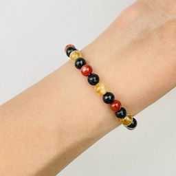 Браслет "Стихия Огонь" из Сардоникса, Цитрина и Шунгита 17 см