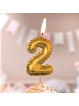 Цена за 3 шт. Свеча в торт на шпажке «Воздушная цифра 2», золото