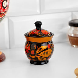 Набор кухонных принадлежностей «Земляничка», 6 предметов: 2 доски, 3 банки, подставка, дерево, хохлома