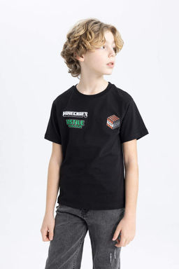 Футболка Minecraft с круглым вырезом и короткими рукавами для мальчиков - Defacto фото 5