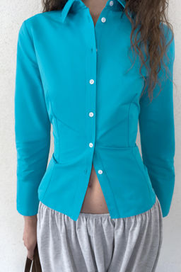CAMISA ENTALLADA TAFET?N / Azul el?ctrico - Zara фото 10