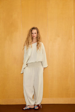 PANTAL?N CINTURA EL?STICA / Beige