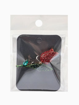 Брошь «Цветок» тюльпан, стразы, цвет красно-зелёный в золоте