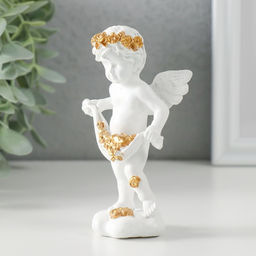 Фигурка полистоун Белоснежный ангел рассыпает золотые розочки, 6.5?4?11 см