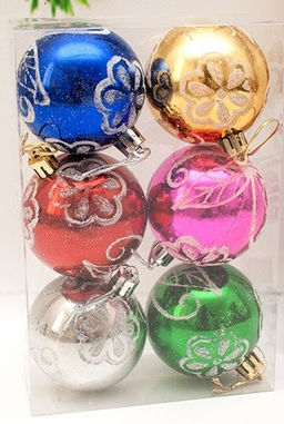 Набор шаров D=6см, 6шт. (XY23-32) ассорти, в пвх упаковке