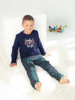 Пижама детская кулирка с брюками "ЕЛКИ" ЗЕЛЕНЫЙ