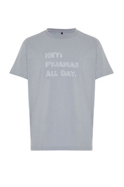 TRENDYOL MAN Gri Regular Fit Bask?l? Orme Sortlu Pijama Tak?m? TMNSS23PT00000 - Trendyolmilla фото 5