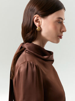 Платье миди с воротником-бантом из 100% вискозы, PL1652/und