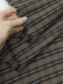 Пестрядь Клетка - строчка цв.т.коричневый/кофейный, ш.1.45м, хлопок-95%, п/э-5%, 130гр/м.кв - Купава фото 3