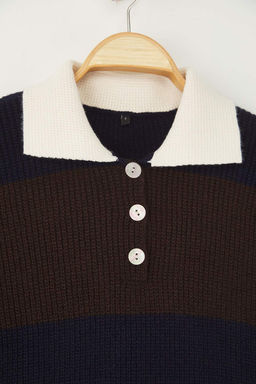 Lacivert Yumusak Dokulu Polo Yaka Triko Kazak TWOAW26KZ00038 - Trendyolmilla фото 6