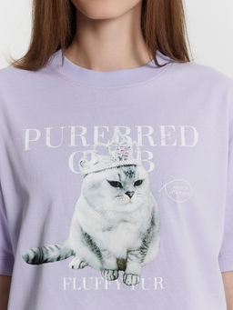 Футболка женская лавандовая с принтом и надписью Purebred club - Mark formelle фото 4