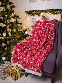 07101 Плед трикотажный (красный)