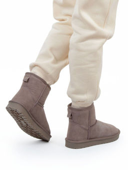 04-PF5854-4 GRAY/BEIGE Угги женские (натуральная замша, 100% шерсть)