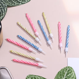 Цена за 8 шт. Свечи для торта Спираль, незадуваемые, 10 шт., 10 подставок - Страна карнавалия фото 2