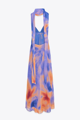 LONG PRINTED SCARF DRESS - Zara фото 7