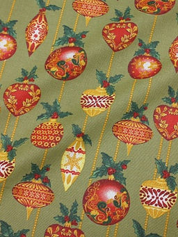 Рогожка Рождественские игрушки цв.оливковый, ш.1.5м, хлопок-100%, 165гр/м.кв