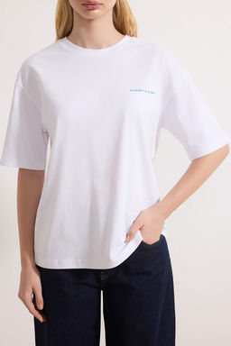 TRENDYOLMILLA Beyaz Premium %100 Pamuk Bask?l? Relaxed/Rahat Kal?p Orme T-Shirt TWOSS24TS00172 фото 30