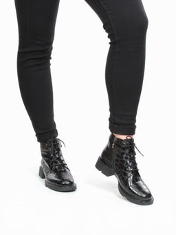 01-CXR130-1P BLACK Ботинки демисезонные женские (натуральная кожа, байка) - Фабричный китай фото 5