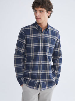 Regular Fit Uzun Kollu Ekose Gabardin Erkek G?mlek