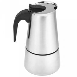 Кофеварка из нержавеющей стали, гейзерная, на 6 чашек, 370мл д9,5см h19,5см, бакелитовая ручка, подарочная коробка (Китай)