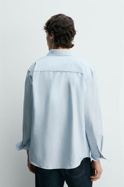 CAMISA REGULAR FIT ALGOD?N - SEDA / Celeste - Zara фото 3