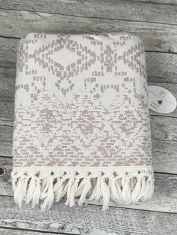 Пляжное полотенце пештемаль 100% хлопок Greneta сухая роза-крем (90*170)