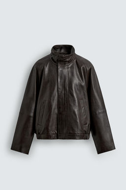 CAZADORA BOMBER PIEL / Chocolate - Zara фото 7