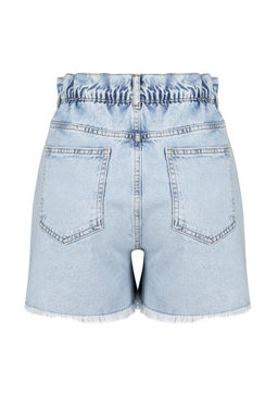 Ac?k Mavi Beli Lastikli Denim Sort TWOSS24SR00057 - Trendyolmilla фото 8