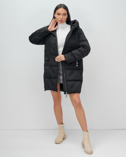 Куртка зимняя женская классическая с капюшоном черного цвета 7671Ch - Visdeer фото 12