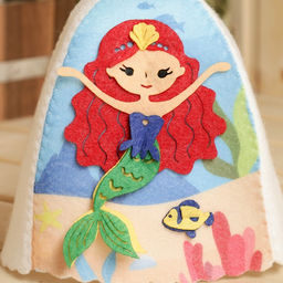 Шапка для бани детская с аппликацией русалочки Рэд, войлок - Simaland фото 2